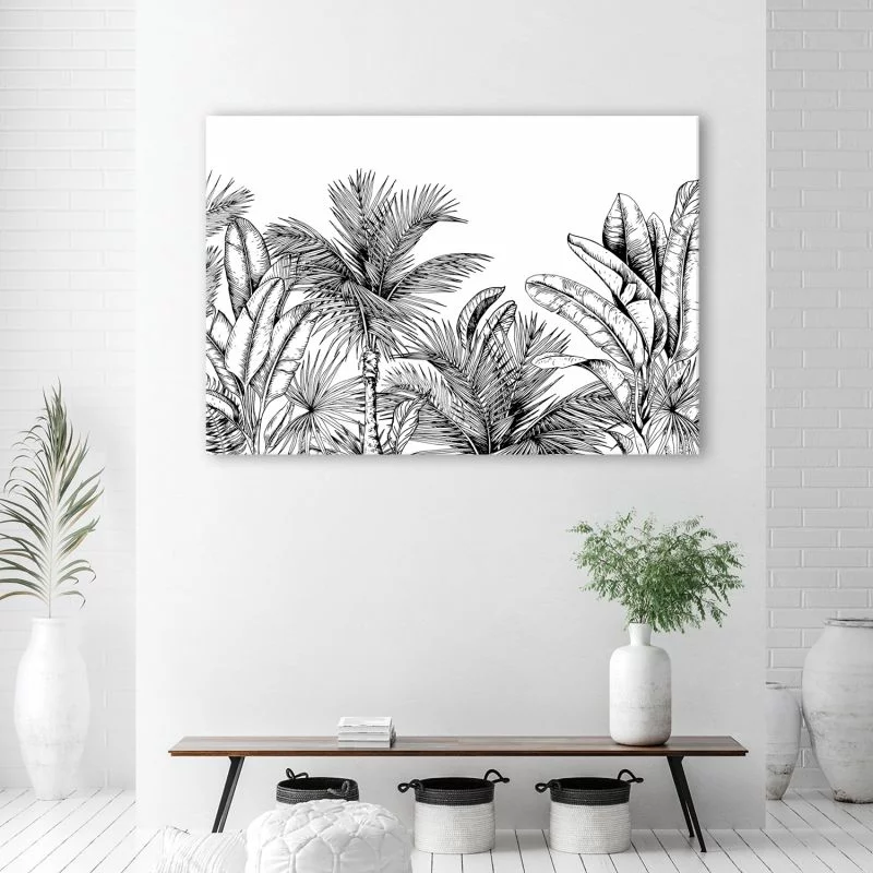 Obraz Deco Panel, Czarno białe liście - obrazek 1