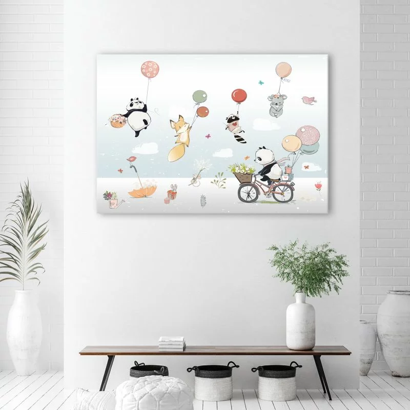 Obraz Deco Panel, Kolorowe zwierzątka z balonikami - obrazek 1