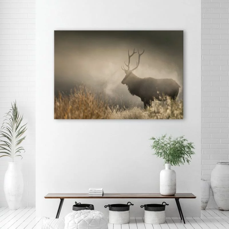 Obraz Deco Panel, Jeleń we mgle natura - obrazek 1