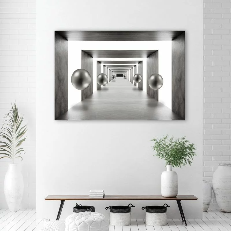 Obraz Deco Panel, Tunel srebrne kule 3D - obrazek 1