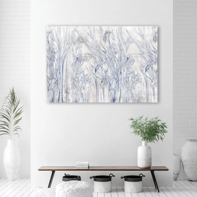 Obraz Deco Panel, Niebieskie kontury kwiatów - obrazek 1