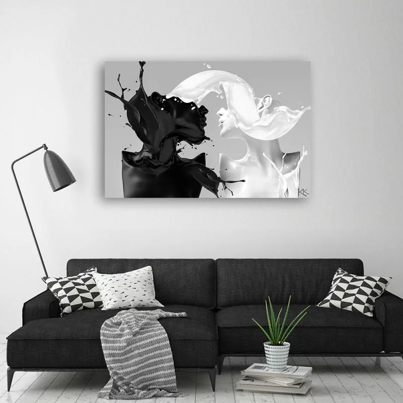 Obraz Deco Panel, Kawa i Mleko czarno biały para miłość - obrazek 1