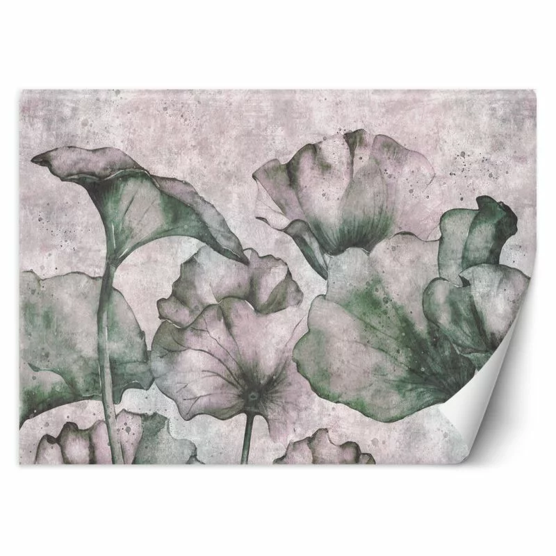 Fototapeta, Liście na tle betonu - obrazek 1