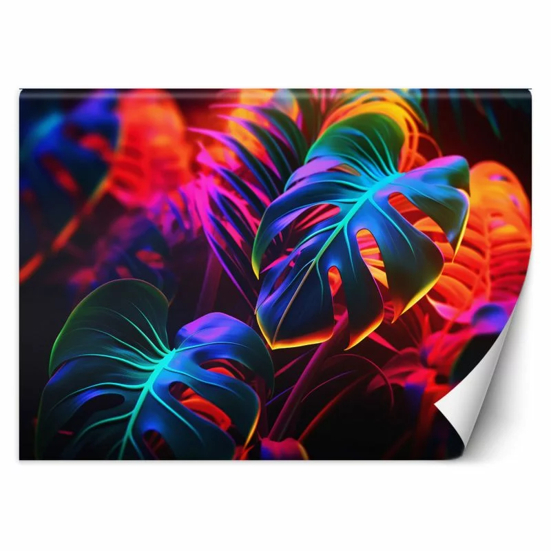 Fototapeta, Liście monstera w neonowych barwach - obrazek 1