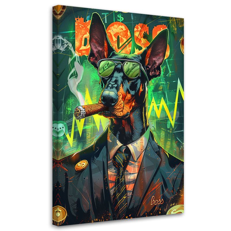 Obraz na pł&oacute;tnie, Kolorowy pies boss AI