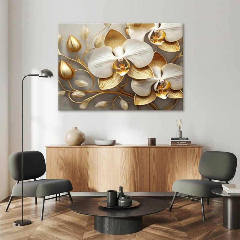 Obraz, Orchidea glamour złoty - obrazek 1