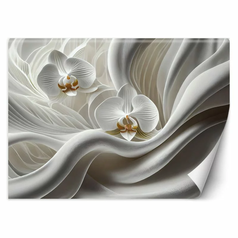 Fototapeta, Biała orchidea i abstrakcja 3D - obrazek 1