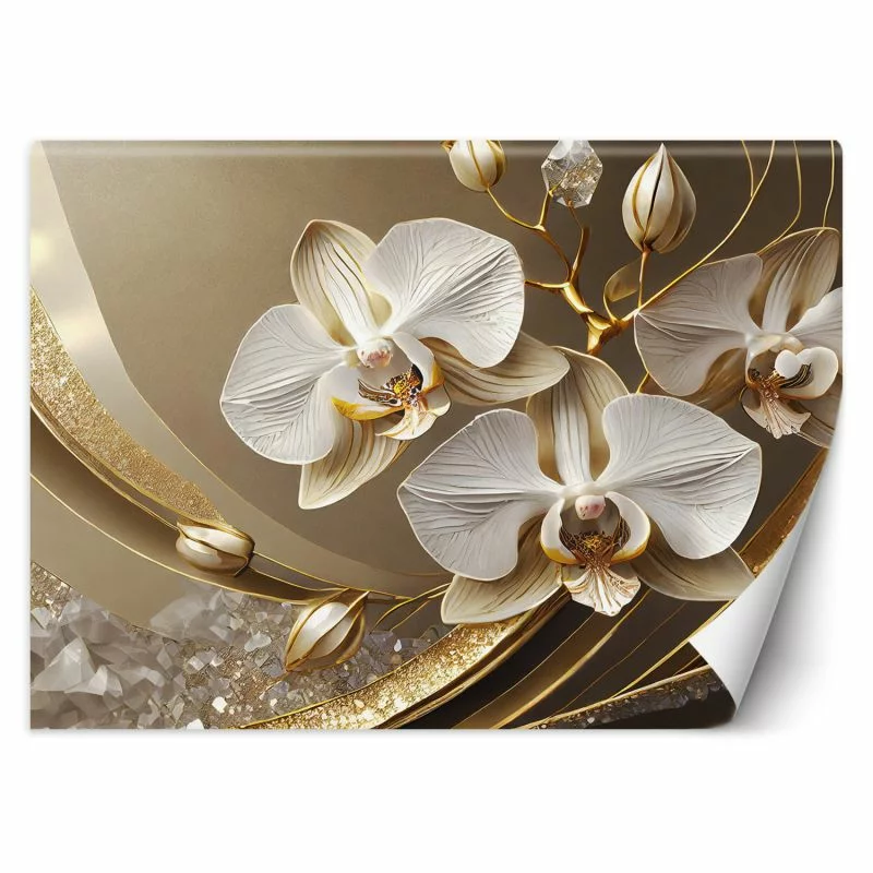 Fototapeta, Złota Orchidea Kwiat 3D - obrazek 1