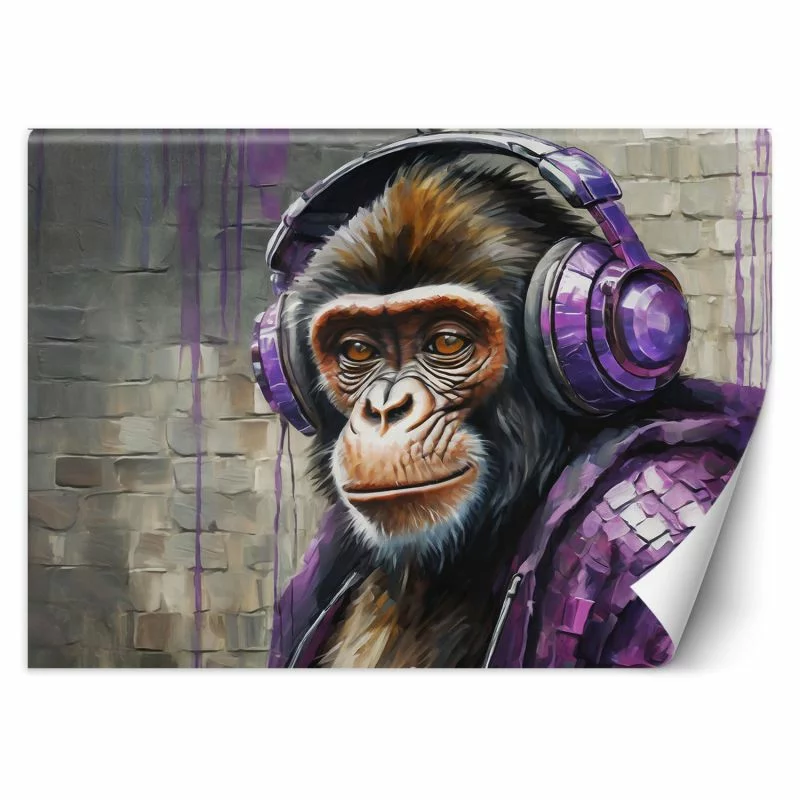 Fototapeta, Fioletowa małpka DJ - obrazek 1