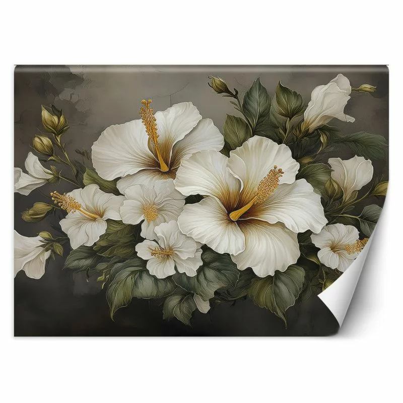 Fototapeta, Biały kwiat hibiskusa - obrazek 1