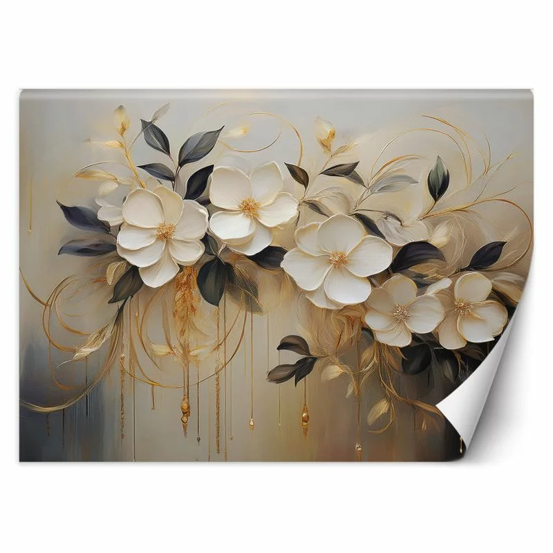 Fototapeta, Kwiaty malowane na biało - obrazek 1