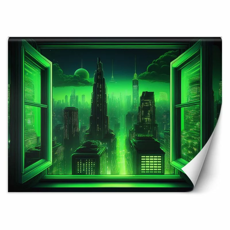 Fototapeta, Widok z okna Futurystyczne Miasto - obrazek 1