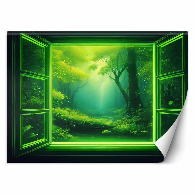 Fototapeta, Widok z okna Zielony Las Natura - obrazek 1