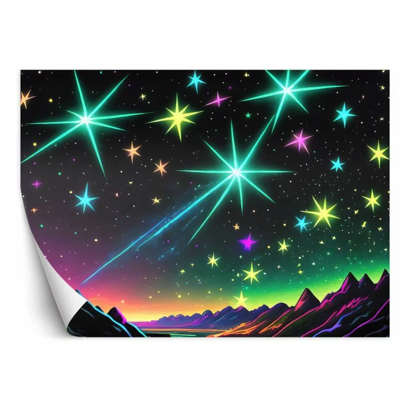 Fototapeta, Aurora Borealis Landscape Neon - obrazek 1