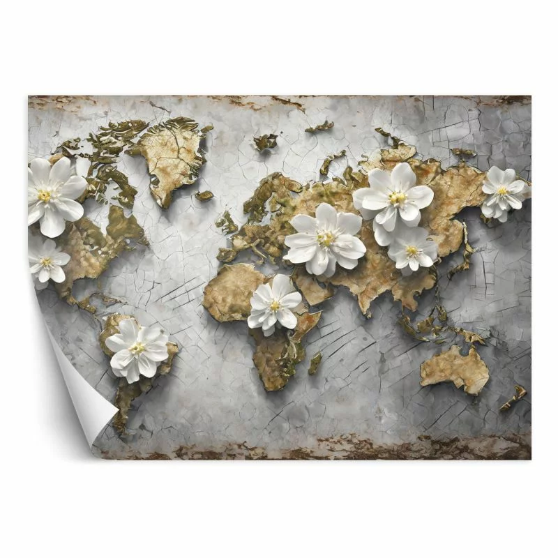 Fototapeta, Mapa świata Kwiaty Tekstura - obrazek 1