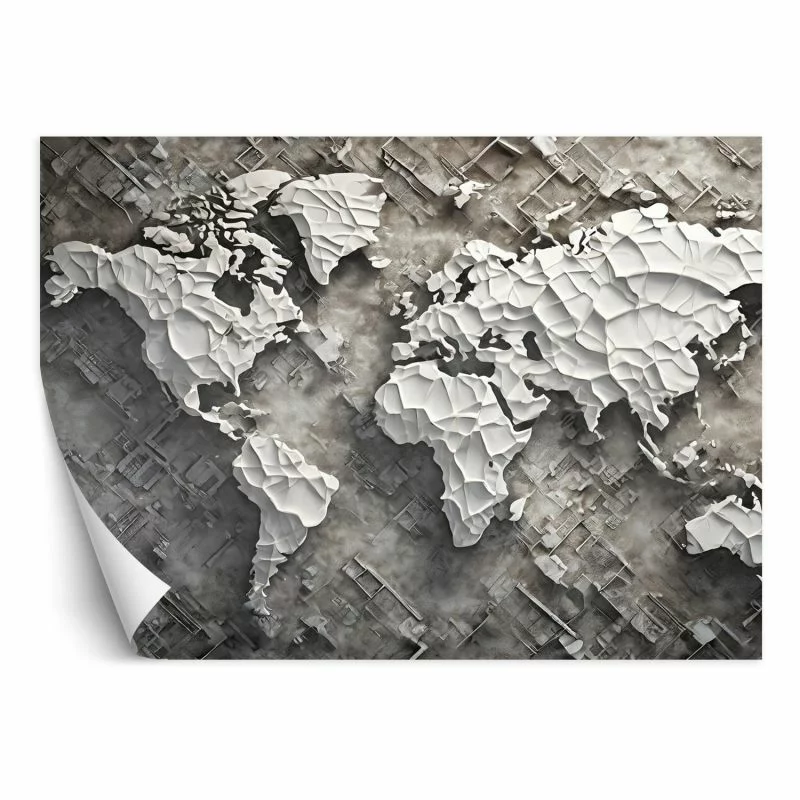 Fototapeta, Szara mapa świata 3D - obrazek 1