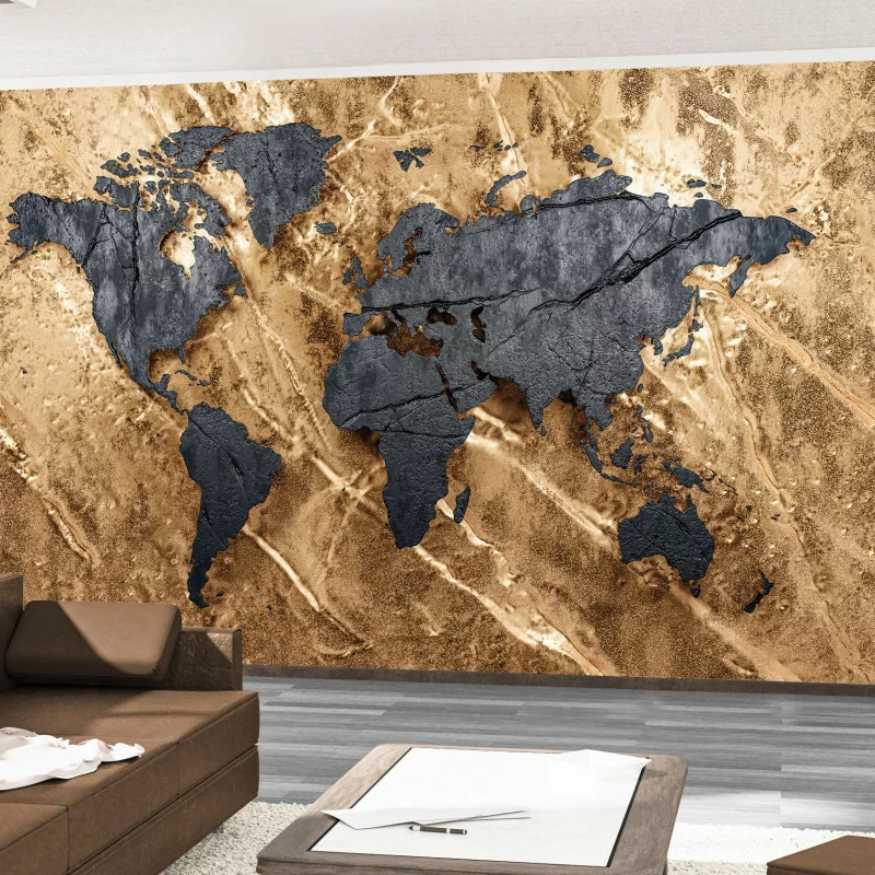 Fototapeta 3D - stylowa czarna mapa świata