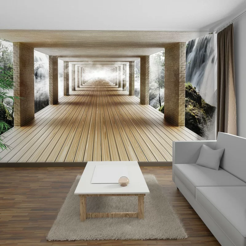 Fototapeta 3D - mglisty tunel - obrazek 1