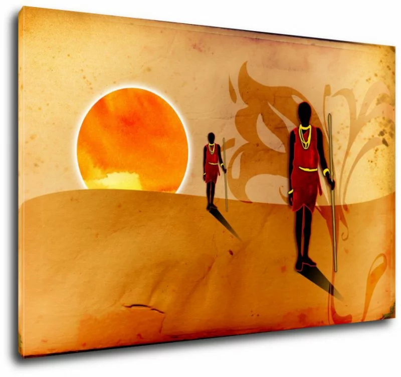 Afrykański zachód słońca - obraz na płótnie - obrazek 1