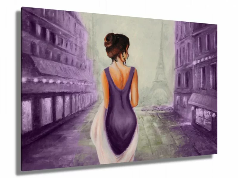 Obraz ręcznie malowany - kobieta w fiolecie