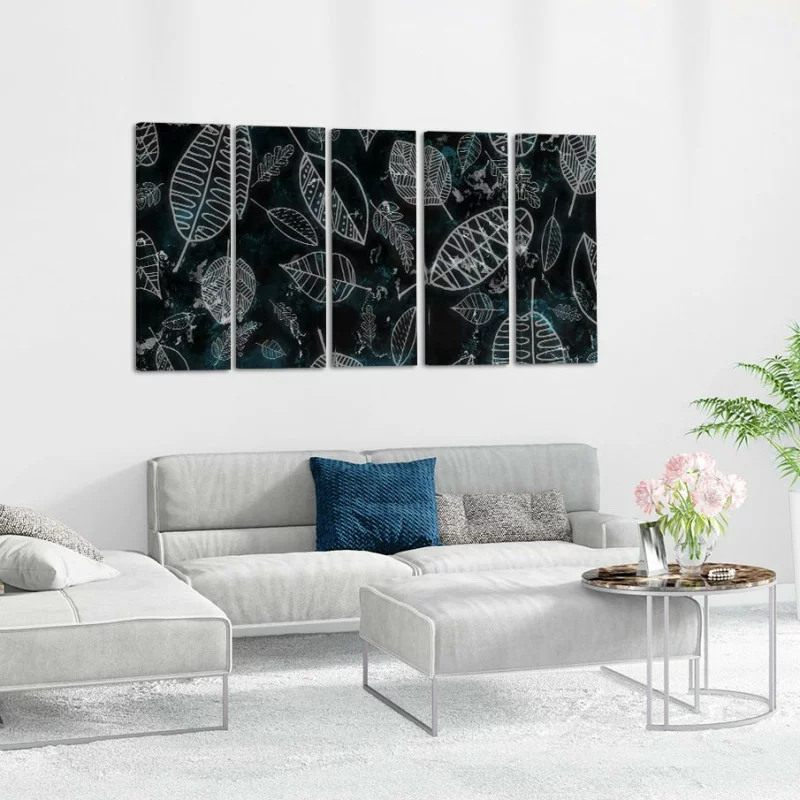 Obraz 200x100cm liście na ciemnym tle - obrazek 1