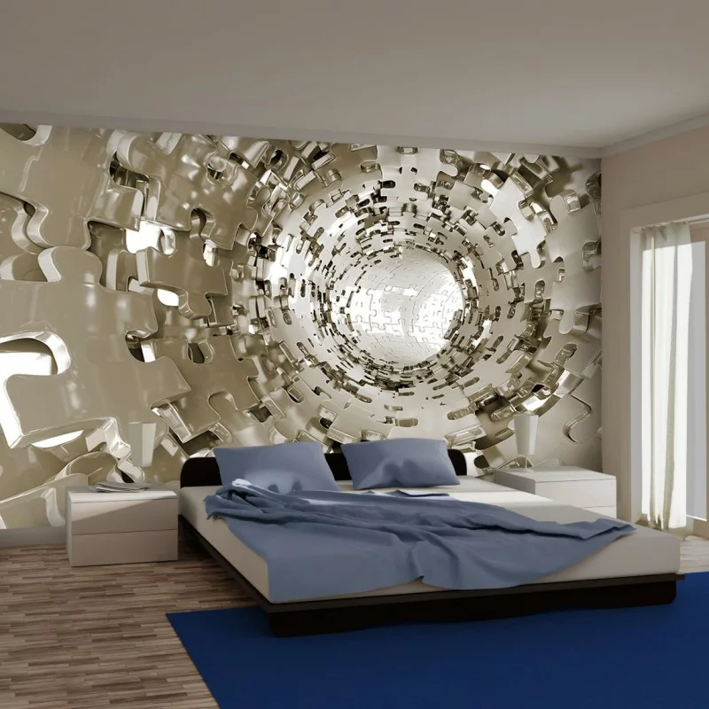 Fototapeta 3D tunel z puzzli - obrazek 1
