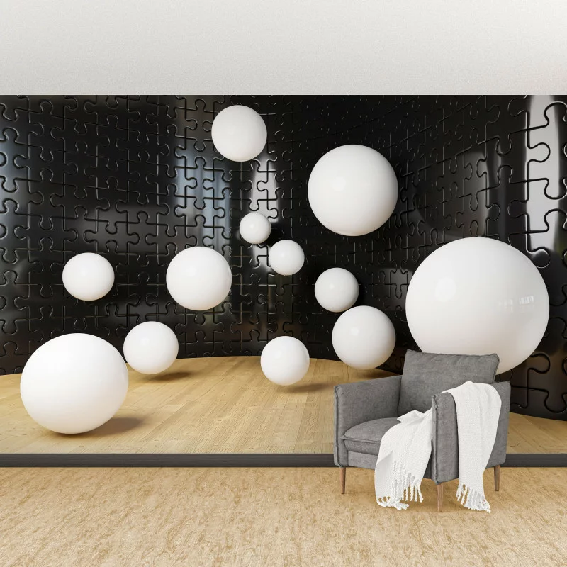 Fototapeta 3D białe kule - obrazek 1