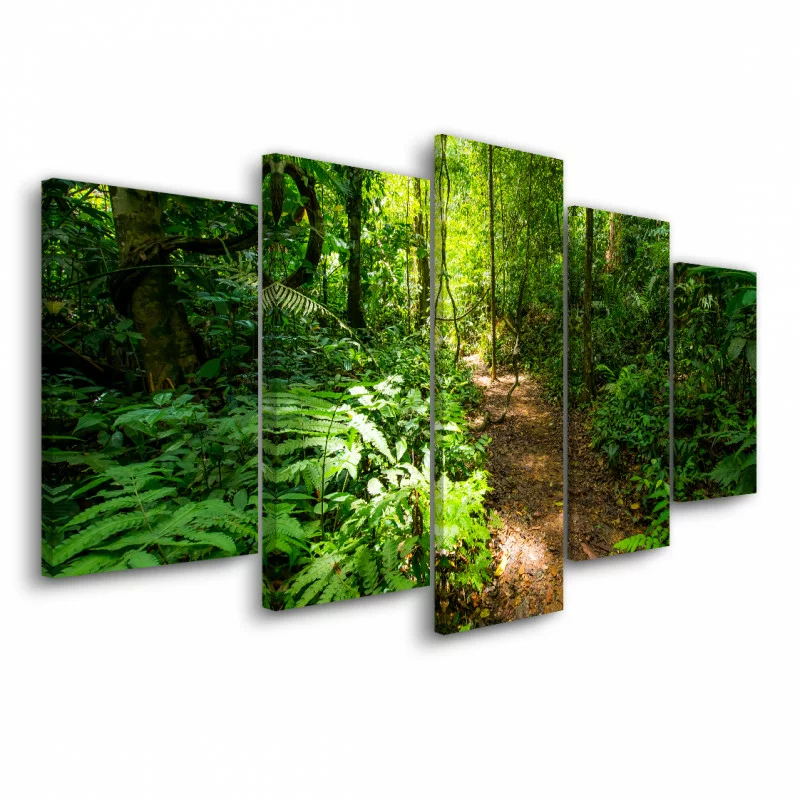 Obraz pentaptyk 100x50cm - dżungla