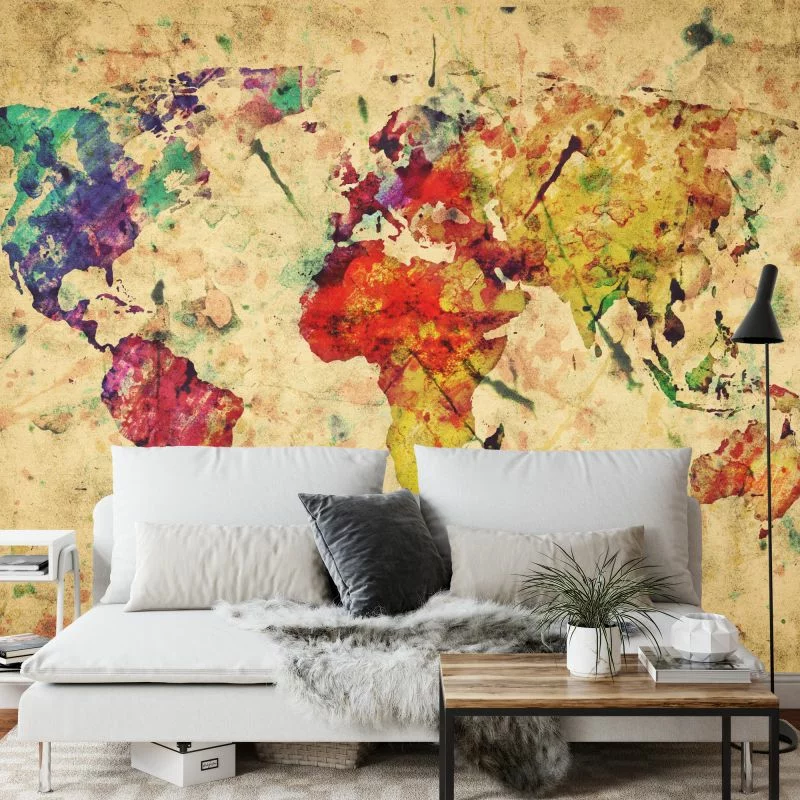Fototapeta Mapa Świata - Artystyczna Paleta Barw - obrazek 1