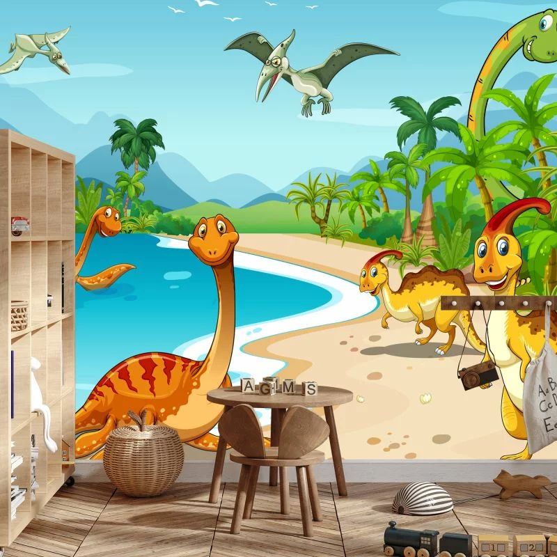 Fototapeta Dinozaury Na Plaży - obrazek 1
