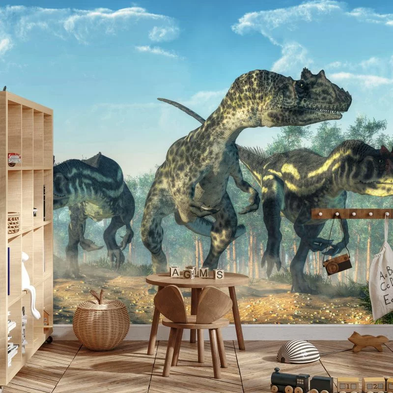 Fototapeta Trzy Dinozaury W Lesie - obrazek 1