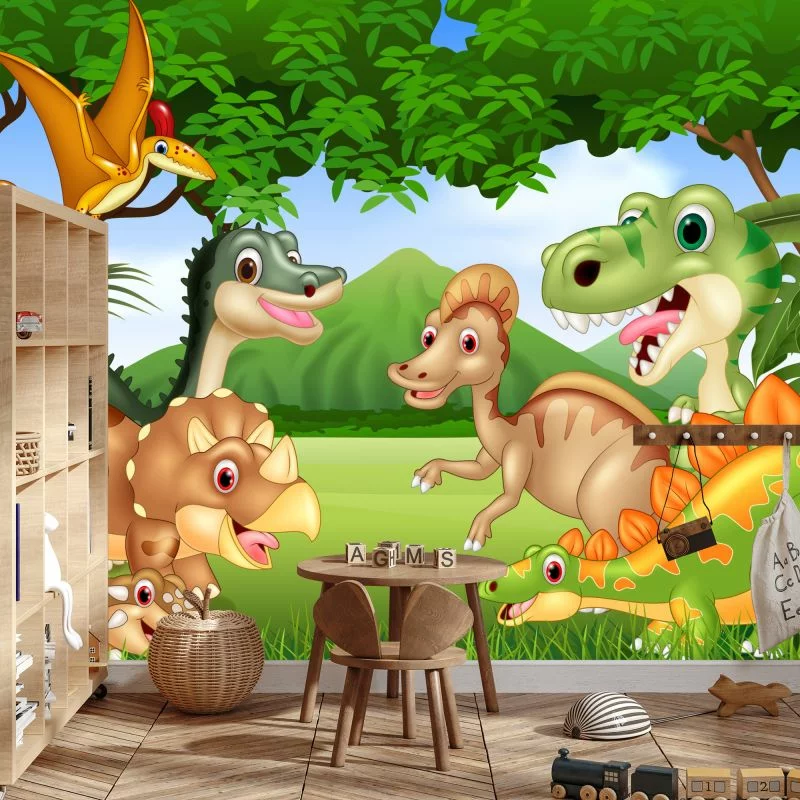 Fototapeta Bajkowe Dinozaury W Dżungli - obrazek 1