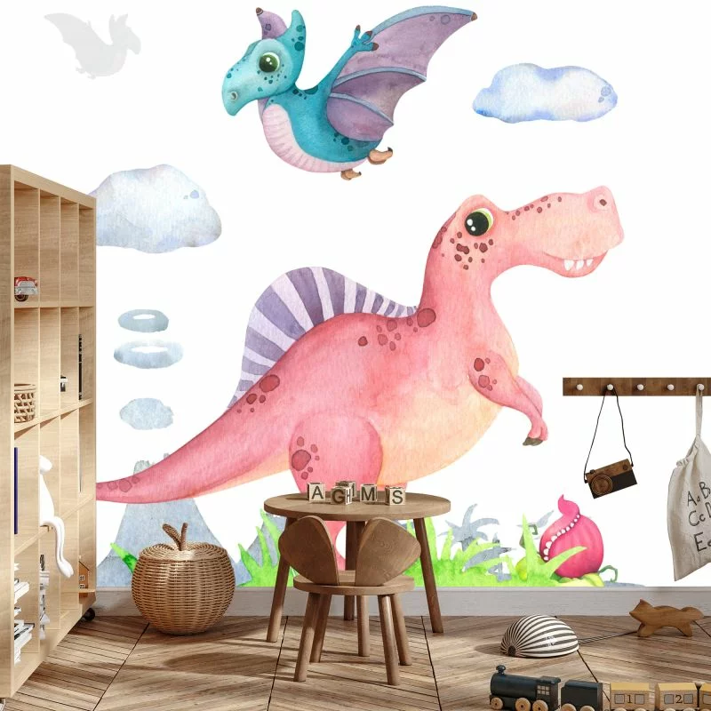 Fototapeta Akwarelowe Dinozaury - obrazek 1