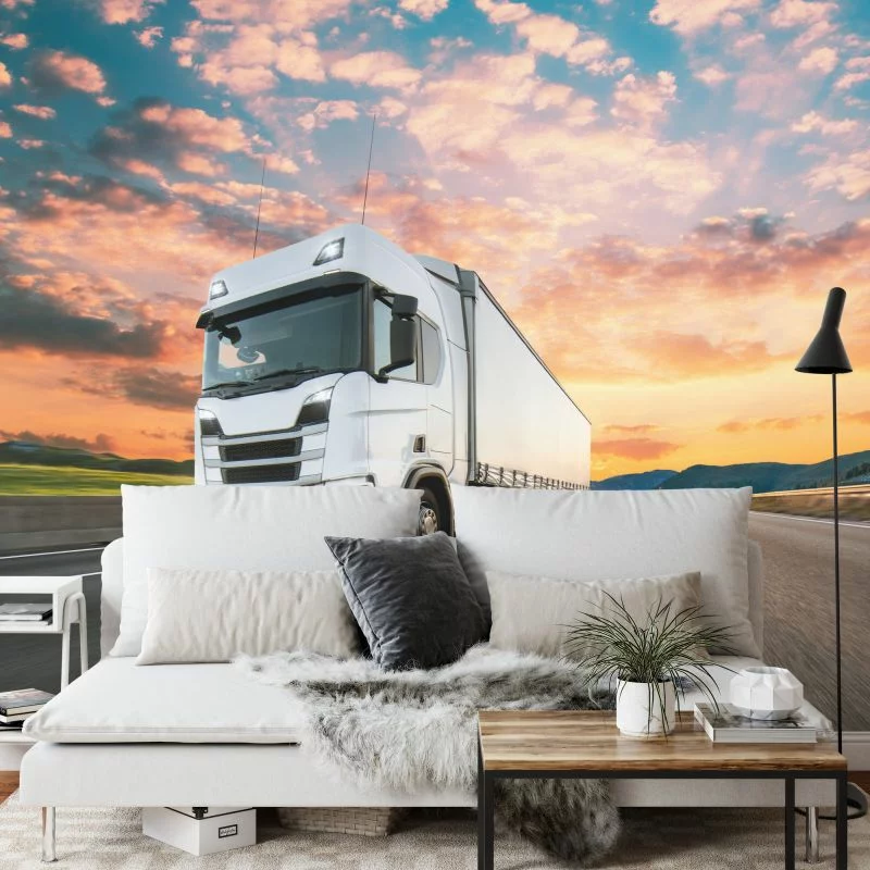Fototapeta Ciężarówka Na Tle Pięknego Nieba - obrazek 1