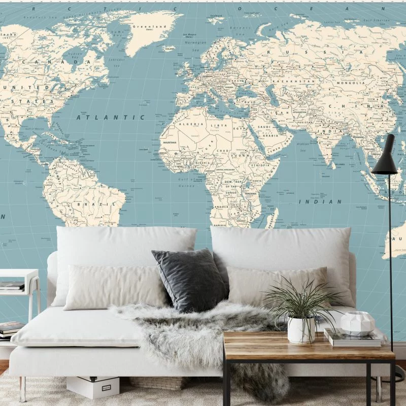 Fototapeta Mapa Świata - Klasyczny Styl Kartograficzny - obrazek 1