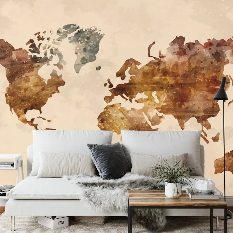Fototapeta Mapa Świata - Styl Vintage Akwarela - obrazek 1