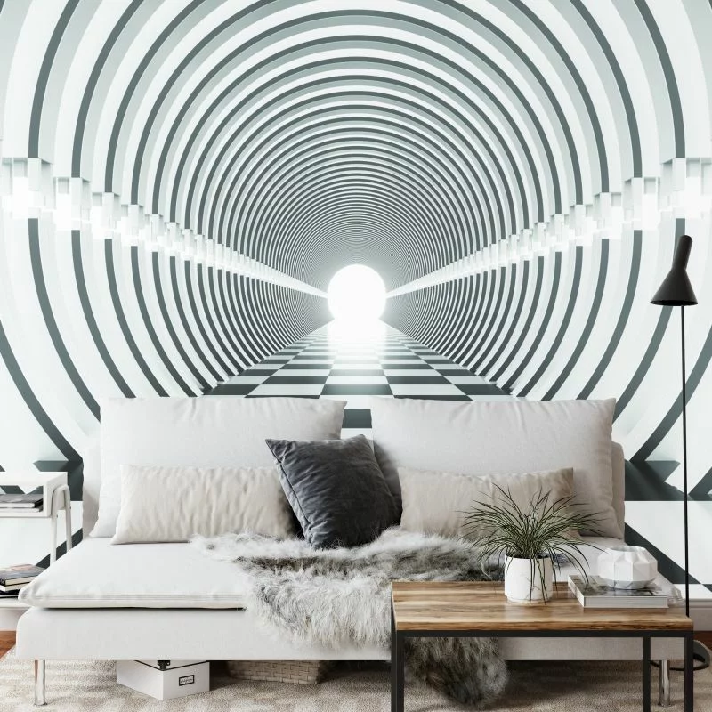 Fototapeta 3D kosmiczny Tunel - Czarno-Biały - obrazek 1