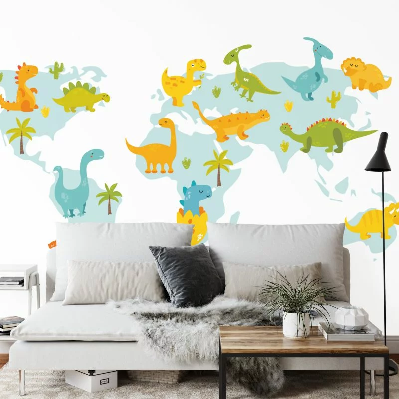 Fototapeta Mapa Świata Z Dinozaurami - obrazek 1