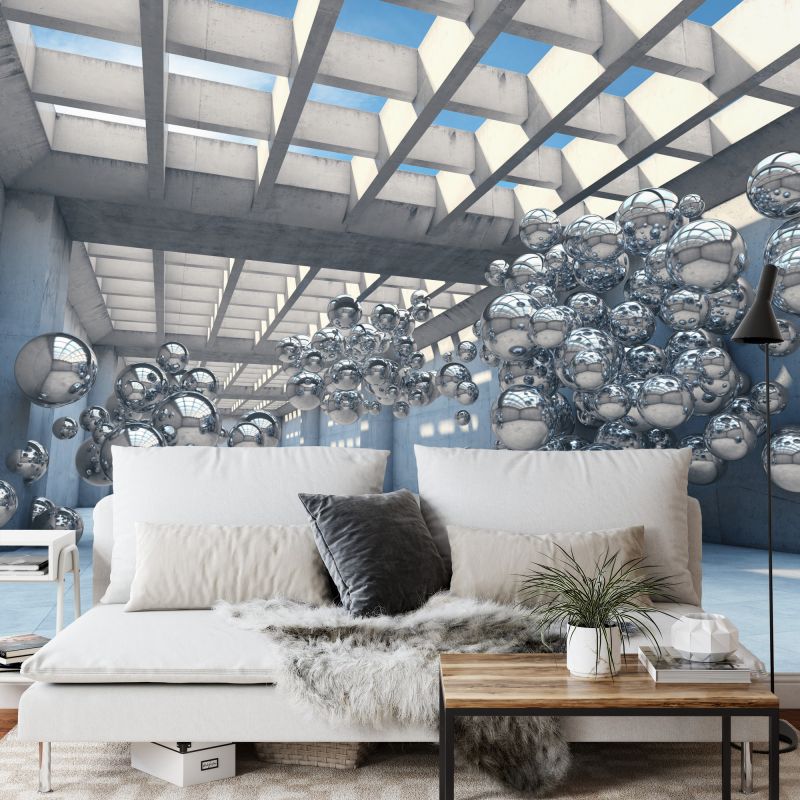 Fototapeta 3D Tunel - metaliczne Kule