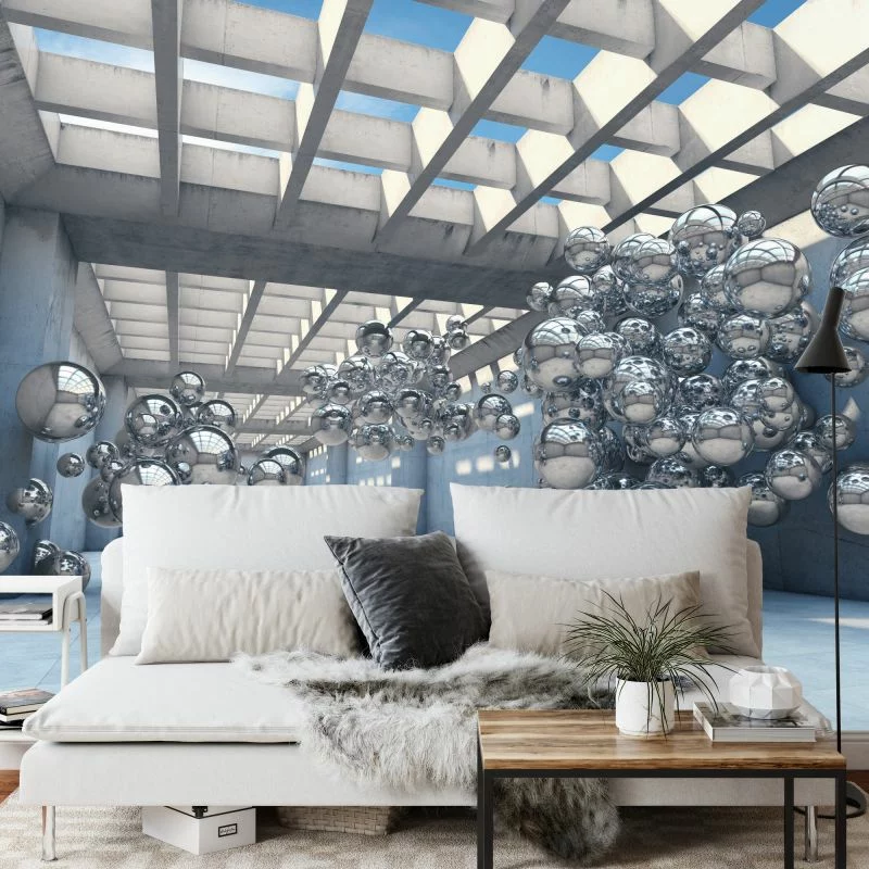 Fototapeta 3D Tunel - metaliczne Kule - obrazek 1