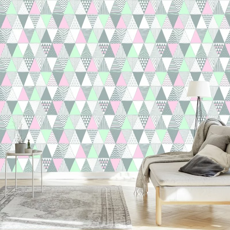 Tapeta Geometryczna - Kolorowe Trójkąty - obrazek 1