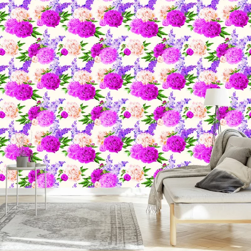 Tapeta Piękne Kolorowe Lilie I Peonie - obrazek 1