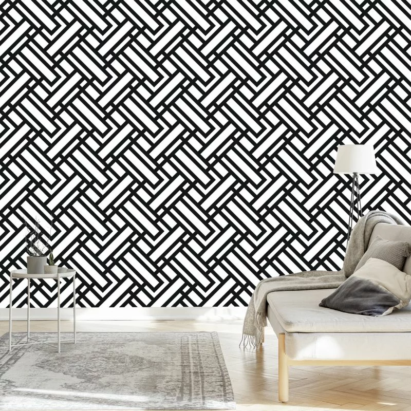 Tapeta Czarno - Białe Wzory Geometryczne - obrazek 1