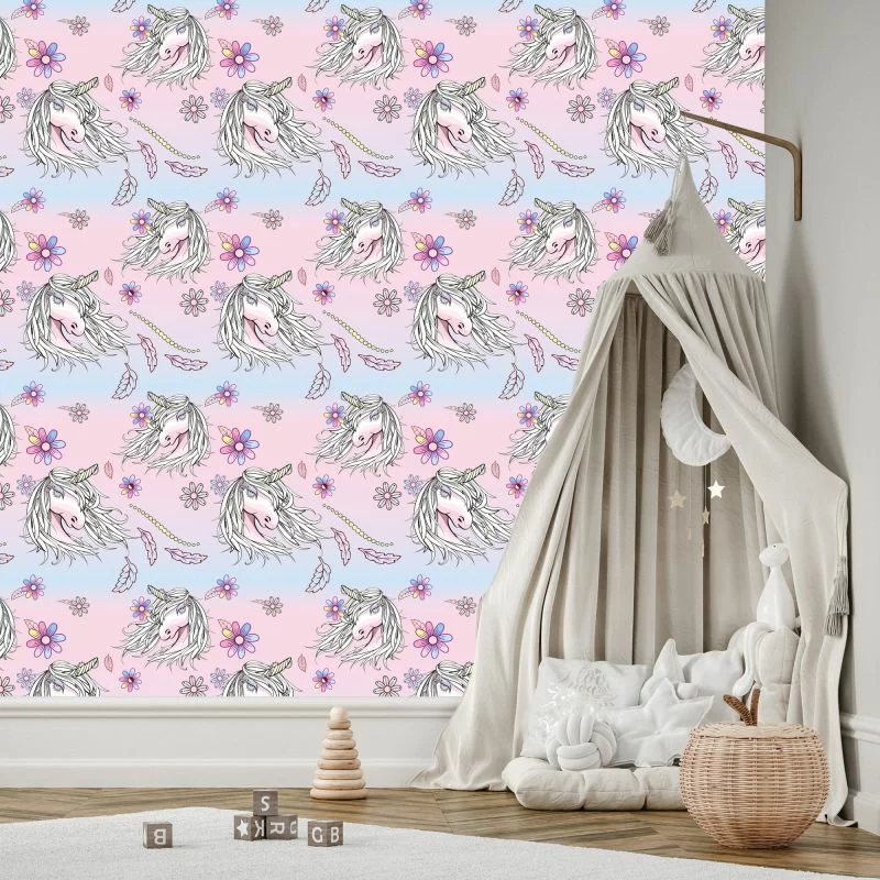 Tapeta Dla Dzieci – Piękne Kolorowe Jednorożce - obrazek 1