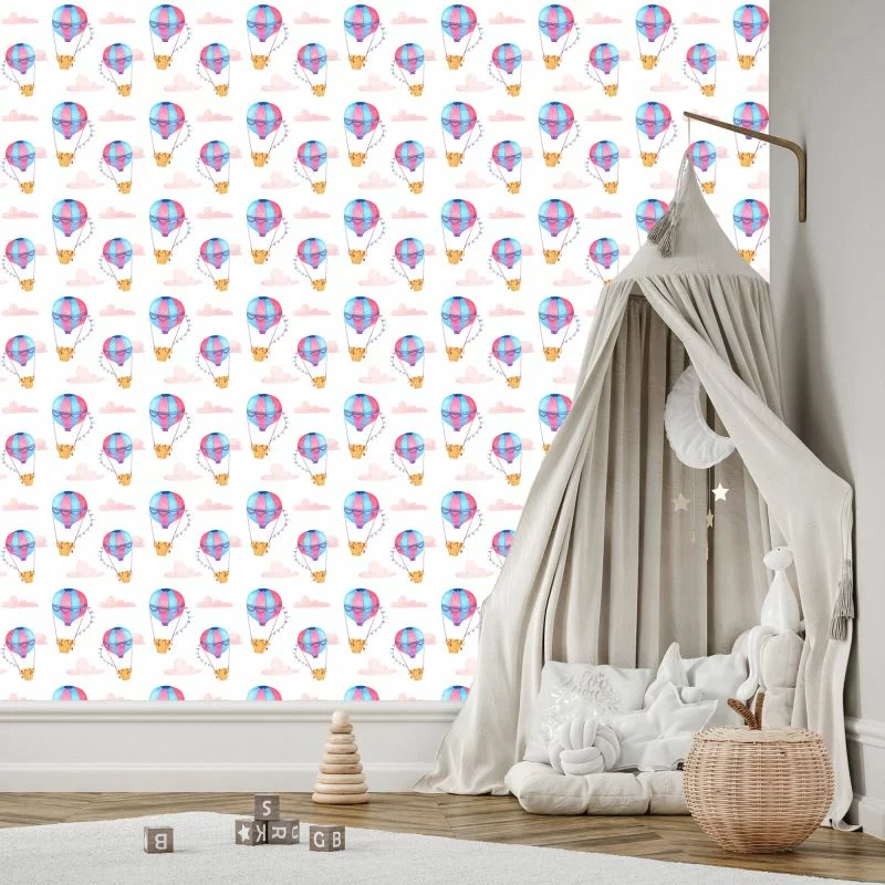 Tapeta Pastelowe Balony Chmurki, Do Pokoju Dziecka - obrazek 1
