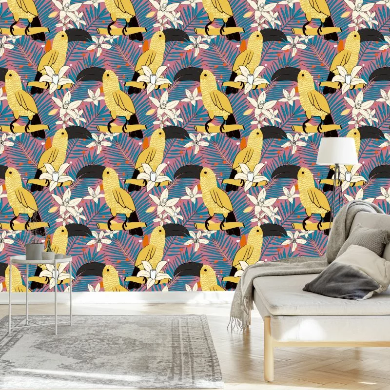 Tapeta – Tukany I Kwiaty - obrazek 1