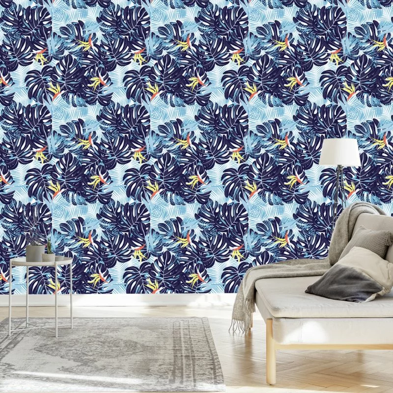 Tapeta Liście W Odcieniach Niebieskiego - obrazek 1