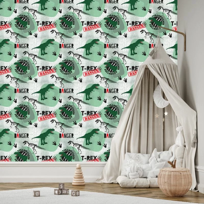 Tapeta Dla Dzieci Dinozaury, Zwierzęta, Zieleń - obrazek 1