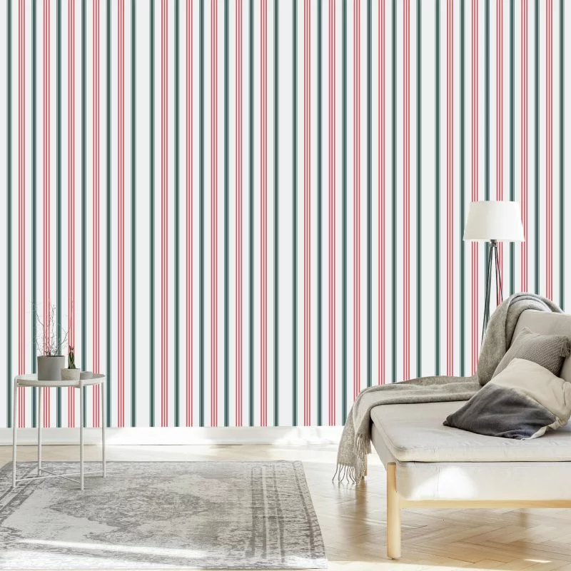 Tapeta Nowoczesna W Kolorowe, Pionowe Paski, Salon - obrazek 1