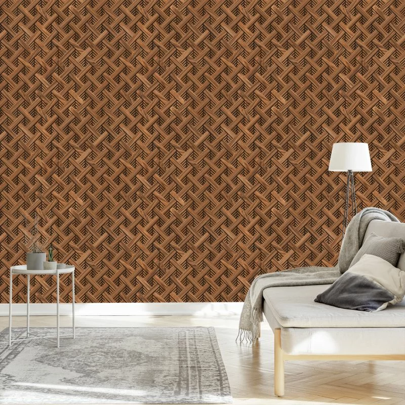 Tapeta Drewniany Wzór Geometryczny 3D - obrazek 1